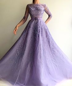 Purple Dream Embroidered Dress | Teuta Matoshi Gown Purple, Teuta Matoshi, Purple Gown, Purple Gowns, Soiree Dress, فستان سهرة, Fashion Mode, Fancy Dresses, Purple Dress