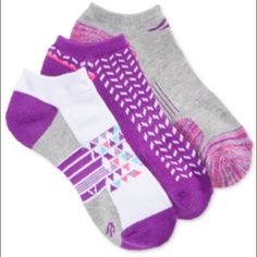 Ideology No Show Performance Socks. Arch Support, Moisture Wicking, Hell/Toe Cushion, Polyester/Rubber/Spandex, Size 4-10, Gray/Purple/White Casual Purple Sports Socks, Womens Socks, Fashion Socks, Sport Socks, Ankle Socks, Arch Support, Types Of Shoes, Socks Women, Hosiery