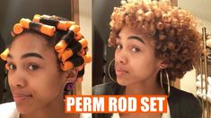 Perm Rods On Short Hair, Natural Hair Perm Rods, Rod Set On Natural Hair, Short Natural Styles, Medium Natural Hair Styles, Roller Sets, How To Darken Hair, Beach Waves Hair Tutorial