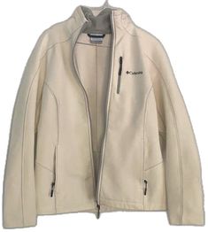 White Fitted Outerwear For Outdoor Activities, Fitted White Outerwear For Outdoor, White Fitted Outdoor Outerwear, White Hooded Fleece Jacket For Spring, White Fleece Jacket For Outdoor, Casual Cream Outerwear For Outdoor Activities, Snow Jacket, Columbia Jacket, Columbia Jackets