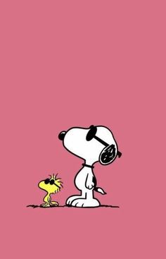 a cartoon character and a dog on a pink background with the words, snoop's peanuts