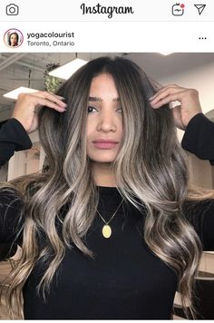 Ash Beige Balayage On Black Hair, Bronde Balayage Ash, Brunette Ashy Balayage Hair, Ashy Balayage Brunette, Beige Brunette Balayage, Ashy Balayage, Curled Hair With Braid, Transparent Butterfly, Black Hair Ombre