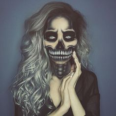 Amp up your Halloween costume with this makeup tutorials. Makijaż Sugar Skull, White Contacts, Skeleton Face Paint, Ghost Makeup, Skeleton Face, Special Fx Makeup