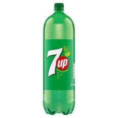 7up soda bottle with green cap on white background