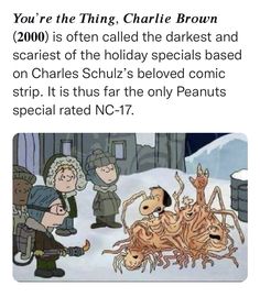 an image of people in the snow with text that reads, you're the thing charlie