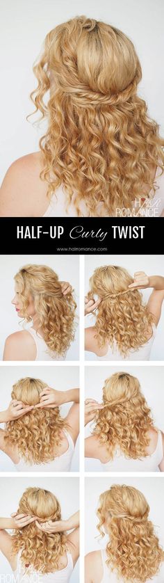 Chic and simple half-up twist tutorial Twist Tutorial, Hair Myth, Hair Romance, Wedding Hairstyles Half Up Half Down, Curly Hair Tips, Hair Dos, Curly Hair Styles Naturally, Half Up, Naturally Curly