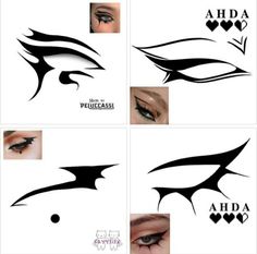 Alt Graphic Liner, Eyeliner Drawings, Eyeliner Looks Goth, Drawing Ideas Easy Sketches, Goth Graphic Liner, Cool Eyeliner Designs, Eye Liner Designs Eyeliner Styles, Eyeliner Ideas Creative, Anime Eyeliner