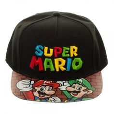 Super Mario Bros Flat-bill Cap Super Mario Logo, Mario Logo, Black Snapback, Most Popular Videos, Mario Bros., Love Fitness, Mario And Luigi, Game Characters, Black Acrylic