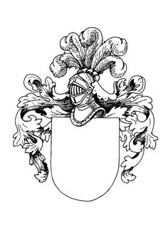 an old coat of arms with flowers and leaves on it, vintage line drawing or engraving