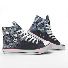 Lightweight construction with breathable mesh fabric provides a comfortable and flawless fit. Horror Shoes, Skulls And Snakes, Shoes Custom, Shoes High, Painted Shoes, Custom Sneakers