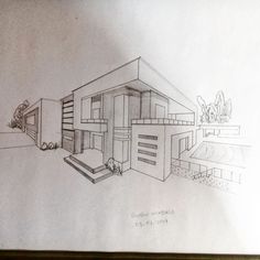 this is a drawing of a house in the process of being drawn by someone else