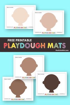 printable playdough mats with silhouettes of children's heads in different colors