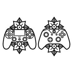 two video game controllers with bows on their heads