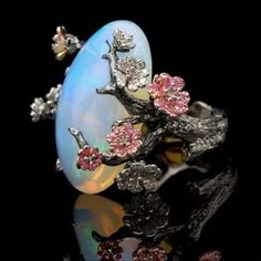 Beautiful 925 Silver Fire Opal Climbing Flower Ring! New. Arrives In A Gift Box. Nice! Big Stone Ring, Gold Wedding Jewelry, Opal Ring Gold, Moon Jewelry, Silver Jewelry Rings, Moonstone Jewelry, Fashion Ring, 925 Silver Jewelry, Dragon Age