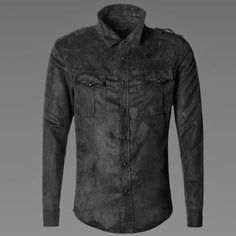 Cotton Military Shirt | Men's Military Shirts | Solid Military Cotton – Proud And Free Biker™ Leather Long Sleeve Shirt For Fall, Fall Long Sleeve Leather Shirt, Fitted Leather Long Sleeve Tops, Fitted Long Sleeve Leather Top, Fitted Leather Button-up Top, Casual Leather Shirt For Fall, Fitted Leather Top For Winter, Casual Long Sleeve Leather Top, Military Style Shirts