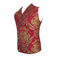 Devil Fashion Pirate Costume Gothic Patterned Red And Gold Men Short Fitted Waistcoats Brocade Vest, Gold Vest, Red Waistcoat, Gothic Pattern, Persian Art, Vintage Vest, Pirate Costume, Vintage Gothic, Fashion Now