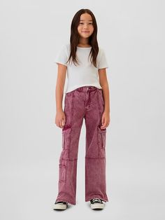 Kids Low Rise Stride Baggy Cargo Jeans | Gap Indy Fashion, Baggy Cargo Jeans, Faux Snap, 2024 Family, Cute Pants, Brand Collaboration, Jeans Button, Jeans Kids, Gap Kids