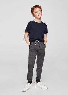 Flecked jogging trousers - Boys | MANGO Kids Canada Mango Kids, Back Patch, Welt Pockets, Welt Pocket, Patch Pocket, Jogging, Elastic Waist