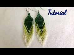 beaded earrings with green and white beads