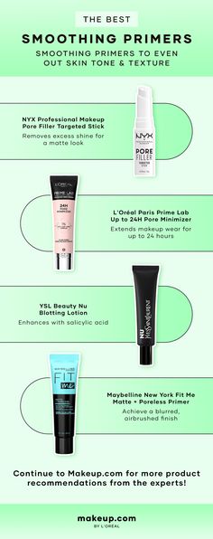 Smoothing primers are a must-try if you’re looking to minimize the appearance of uneven skin tone and texture. These silky formulas work to soften the skin, blur fine lines and minimize acne scars, pimples or dry skin. If you deal with combination, acne-prone or sensitive skin, a smoothing primer can really change the way your makeup looks and wears. #primers #makeup #makeuptips Texture Makeup, Silicone Primer, Pore Filler, Pore Eraser, Fit Me Matte And Poreless, Bumpy Skin, Ysl Beauty, Minimize Pores, Even Out Skin Tone