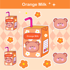 an orange milk carton with bears on it