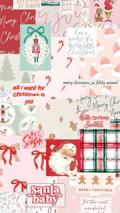 a collage of christmas cards with santa claus and other holiday greetings on them