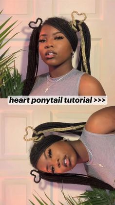 Braided hairstyles for teens Heart Ponytail, Ponytail Tutorial, Cute Box Braids, Braids Ideas, Art Pinterest, Braids Hairstyles Pictures