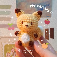 a small crocheted stuffed animal is being held by someone's hand with the caption ppf pattern