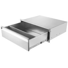 an open drawer on the side of a white wall