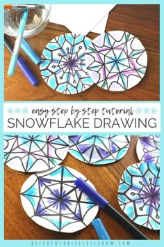 snowflake drawing with the words easy step - by - step instructions on it