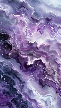 an abstract painting with purple and blue colors