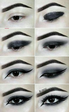 Makeup Rules, Gothic Eye Makeup, Goth Make Up, Double Eyeliner, Goth Makeup Tutorial, Dark Eye Makeup, Cute Eyeshadow Looks