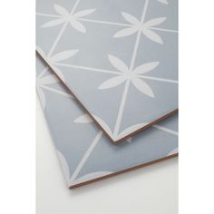 two blue and white wallpapers with flowers on them