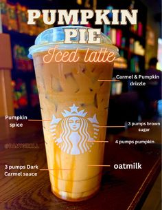 Starbucks drink recipes Pumpkin Latte Starbucks, Pumpkin Pie Latte, Pumpkin Spice Frappuccino, Iced Pumpkin Spice Latte, Starbucks Latte