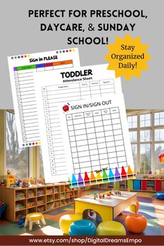 Say goodbye to messy attendance records! This bundle of toddler attendance sheets is perfect for schools, daycares, and kids’ church. Easy to edit, print, and use daily! 🌞 Attendance Sheets, Attendance Tracker, Attendance Sheet, Classroom Signs, Kids Church, Staying Organized, Sunday School