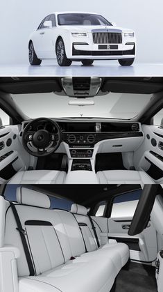 the interior of a white car is shown