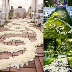 the wedding ceremony is decorated with white flowers