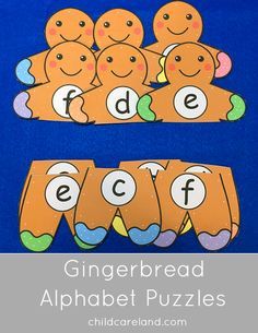 gingerbread alphabet puzzles for children to practice letter recognition