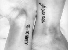 two people with matching tattoos on their arms that say, i love you and don't