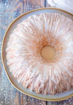 a bundt cake sitting on top of a white plate