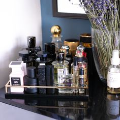 Perfume On Dresser, Perfume Storage Ideas Organizing, Organize Perfume, Cologne Display, Men Interior Design, Fragrance Storage, Best Fragrance For Men