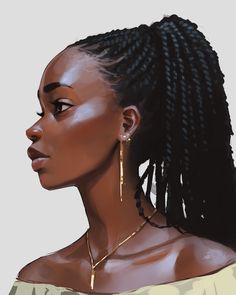 Digital Drawings, Woman Drawing, Black Women Art, Hair Art