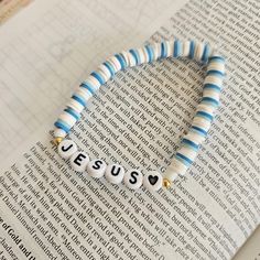 JESUS IS LORD️ This bracelet is super cute and great for any season recommended not to be wore in pools or showers for tarnishing!! Jesus loves you️ Cute Blue Bracelet Jewelry, Cute White Jewelry For Vacation, Trendy Blue Stretch Bracelet For Vacation, Cute Blue Beaded Bracelets For Everyday, Personalized White Jewelry For Vacation, Cute Adjustable Blue Bracelets, Personalized Blue Beaded Bracelets For Beach, Cute Adjustable Blue Stretch Bracelet, Cute Blue Adjustable Bracelets