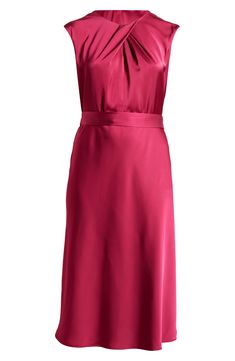 Soft pleats embellish the neckline of this glamorous dress elevated in rich satin. 51" length (size 18W) Back zip closure Jewel neck Cap sleeves Lined 100% polyester Dry clean Imported Mulberry Dress, Glamorous Dress, Cross Neck, Glamorous Dresses, Satin Midi Dress, Jewel Neck, Nordstrom Dresses, Cap Sleeves, New Look