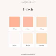 peach color palette with the words peach in different colors and font on each one side