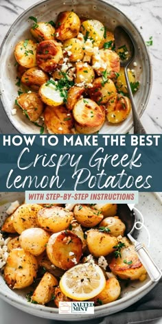 how to make the best crispy greek lemon potatoes with step - by - step instructions