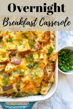 This recipe for overnight breakfast casserole is made with sourdough bread, bacon, eggs, herbs, and cheese. I love it because you prepare the dish the night before and then bake it in the morning. So easy! Overnight Egg Bake With Bread, Healthy Overnight Breakfast Casserole, Sourdough Egg Bake, Egg Bakes Recipes Overnight, Sourdough Casserole, Crockpot Egg Bake Overnight, Overnight Egg Casserole Recipes, Over Night Breakfast Casserole, Overnight Breakfast Casserole With Bread