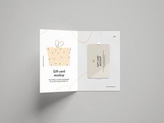 an open brochure with a gift bag on the front and back cover is shown