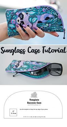 an image of sunglasses case with flowers and butterflies on the front, and in the back