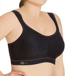 High impact and breathable, this sports bra is perfect for the hardest workouts. Features highly functional pique fabric and netting insets in the back to regulate moisture absorption. Wireless, unpadded cups are lined with an extra fine microfiber terry that wicks moisture away from skin. Angled seaming provides shape to bust. Side support panels help keep breasts centered. All Anita sports bras reduce bounce by 78%! Soft, non-roll underband with logo at bottom right provides additional support Medium Support Padded Sports Bra For Running, Padded Sports Bra For Running With Medium Support, Padded Medium Support Running Sports Bra, Padded Sports Bra For Running, Padded Functional Sports Bra For Running, Functional Padded Sports Bra For Running, Padded Racerback Sports Bra For Yoga, Padded Sports Bra For Athleisure, Padded Sporty Racerback Activewear